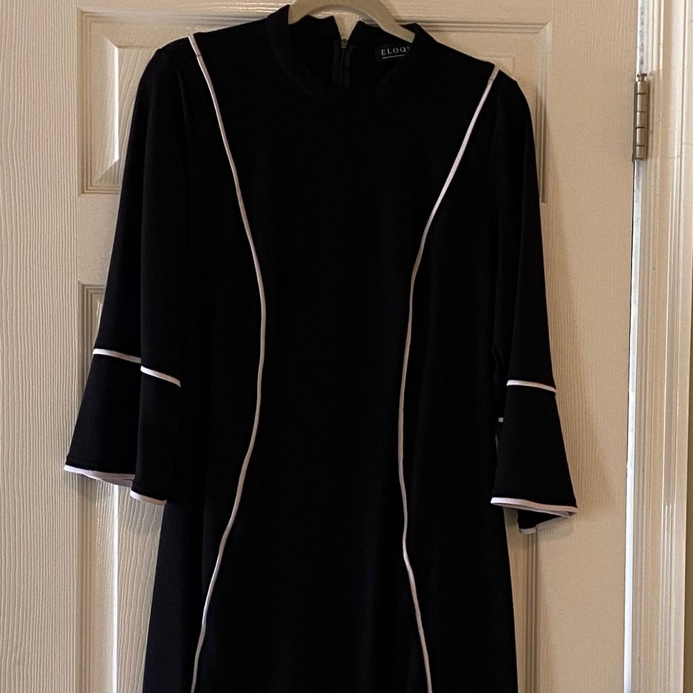 EUC -ELOQUII Black Dress w/White Piping - Sz 18w!